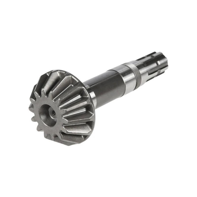 Custom straight bevel gear shaft for angular power transmission.