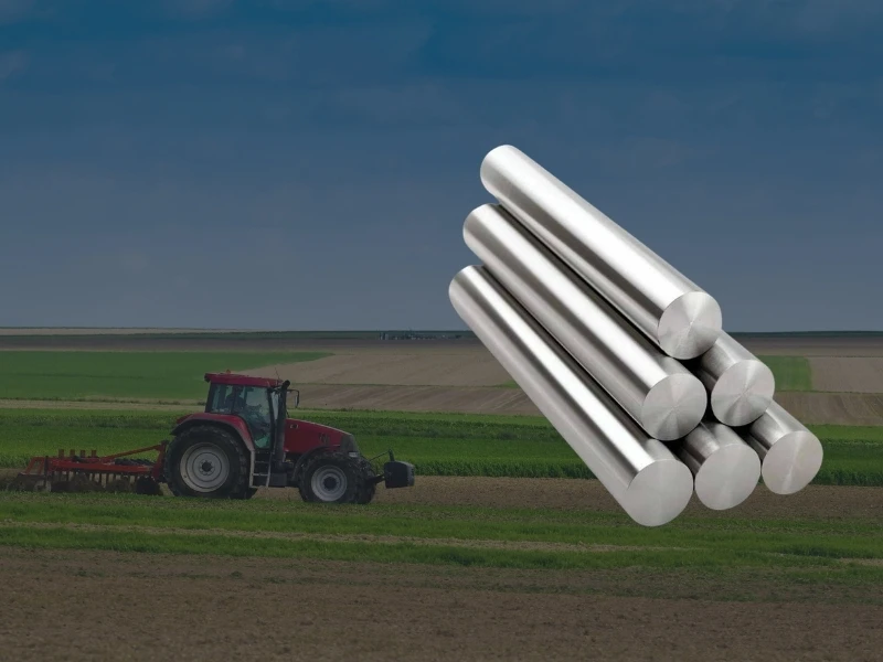 Standard hard chrome plated rod stock for agricultural tractor hydraulic cylinders, centerless ground to Ra 0.2 µm finish.